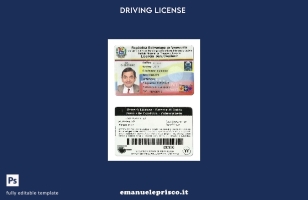verified style modello di patente di guida venezuelana in stile verificato template